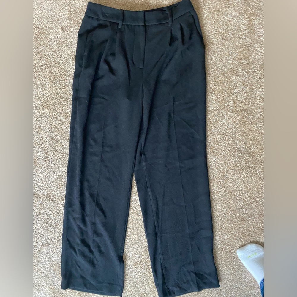 Nine West Black High-Rise Wide-Leg Dress Trousers